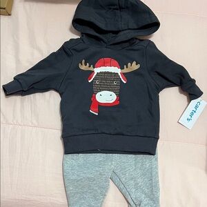 NEW 3m Carter's Navy Hoodie and Gray Pants Set